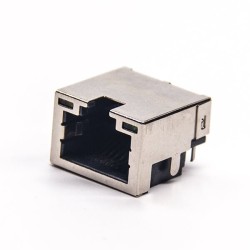 RJ45 Socket Female Right Angled Single Port Offset Type Through Hole with LED