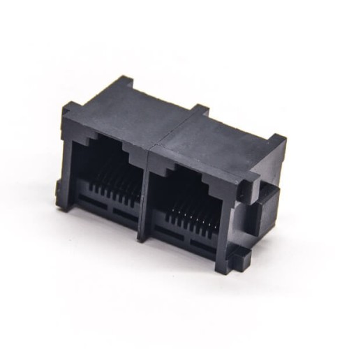 RJ45 Socket PCB Mount 180 Degree 2 Port Unshielded Black Plastic Through Hole RJ45 Socket PCB Mount 180 Degree 2 Port Unshielded Black Plastic Through Hole