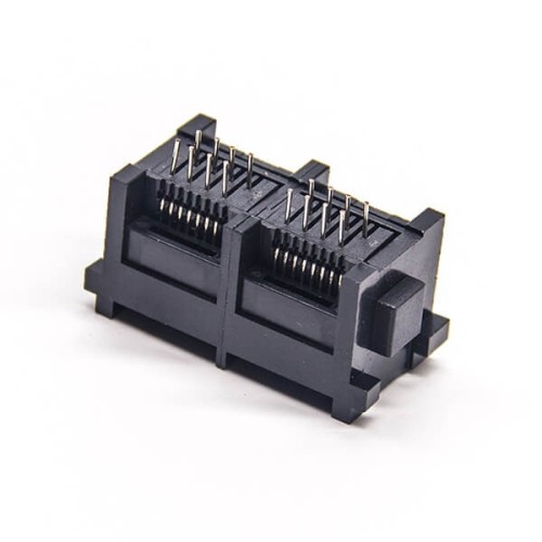 RJ45 Socket PCB Mount 180 Degree 2 Port Unshielded Black Plastic Through Hole RJ45 Socket PCB Mount 180 Degree 2 Port Unshielded Black Plastic Through Hole