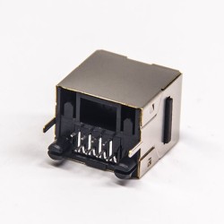 RJ45 Straight Network Connector Through Hole PCB Mount Shielded Jack