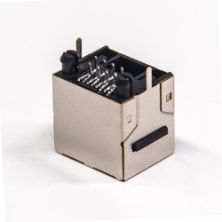 RJ45 Straight Network Connector Through Hole PCB Mount Shielded Jack