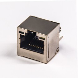 RJ45 Straight Through Connector Single Port 8P8C DIP Type for PCB Mount with LED