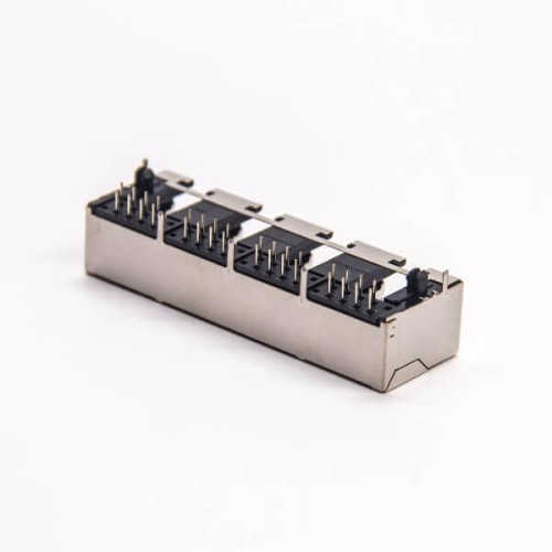 RJ45 Surface Mount Network Jack 4 Port Shielded Connector with EMI DIP PCB Mount RJ45 Surface Mount Network Jack 4 Port Shielded Connector with EMI DIP PCB Mount