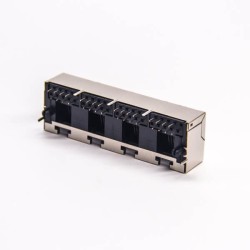 RJ45 Surface Mount Network Jack 4 Port Shielded Connector with EMI DIP PCB Mount