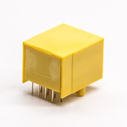 RJ45 Unshielded Connector Yellow Plastic Shell 8p8c Through Hole for PCB Mount