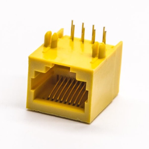 RJ45 Unshielded Connector Yellow Plastic Shell 8p8c Through Hole for PCB Mount RJ45 Unshielded Connector Yellow Plastic Shell 8p8c Through Hole for PCB Mount