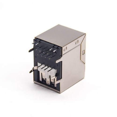 RJ45 with LED Connector Right Angled Through Hole with USB Port Shielded Jack 20pcs RJ45 with LED Connector Right Angled Through Hole with USB Port Shielded Jack 20pcs