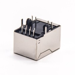RJ45xa0LEDxa090 Degree Single Port Shielded Jack with LED Through Hole for PCB Mount