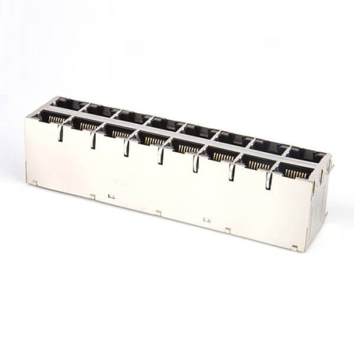 Shielded RJ45 Connector Jack 2x8 16-Port for Gigabit PoE+ With LEDs Shielded RJ45 Connector Jack 2x8 16-Port for Gigabit PoE+ With LEDs