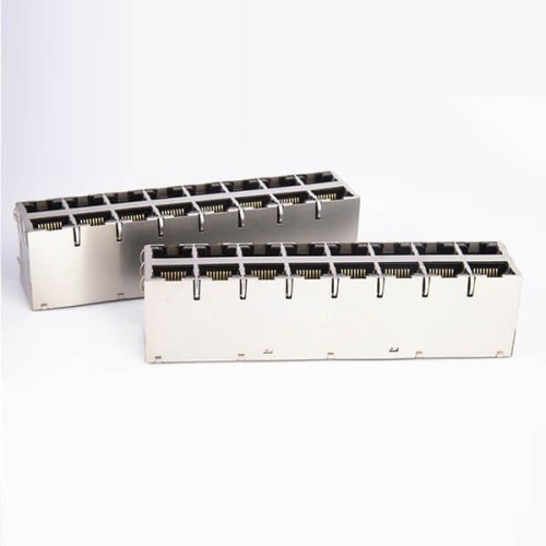 Shielded RJ45 Connector Jack 2x8 16-Port for Gigabit PoE+ With LEDs Shielded RJ45 Connector Jack 2x8 16-Port for Gigabit PoE+ With LEDs