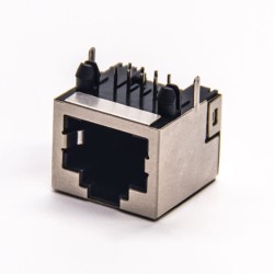 Single Port RJ45 Connector LAN Shielded Jack 8p8c Through Hole with EMI