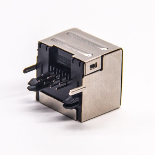 Single Port RJ45 Connector LAN Shielded Jack 8p8c Through Hole with EMI Single Port RJ45 Connector LAN Shielded Jack 8p8c Through Hole with EMI