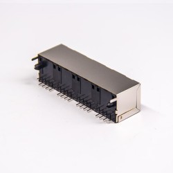 Vertical RJ45 Jack 1x4 Port 180 Degree Modular Connector Shielede Without LED Without Filtered