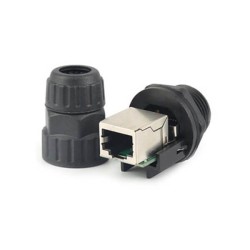 Waterproof Connector RJ45 IP68 10mm Hole 8 Core Network Female Connector with PCB Board
