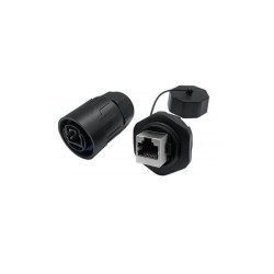 Waterproof RJ45 Connector Femle to Female Panel Mount Combo Cap 5pcs