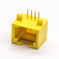 Yellow RJ45 Jack 90 Degree Connector 8p8c DIP for PCB Mount Without LED