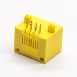 Yellow RJ45 Jack 90 Degree Connector 8p8c DIP for PCB Mount Without LED 20pcs