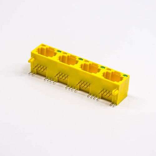 Yellow RJ45 Straight Through Hole rj45 Socket 8p8c with leds Yellow RJ45 Straight Through Hole rj45 Socket 8p8c with leds