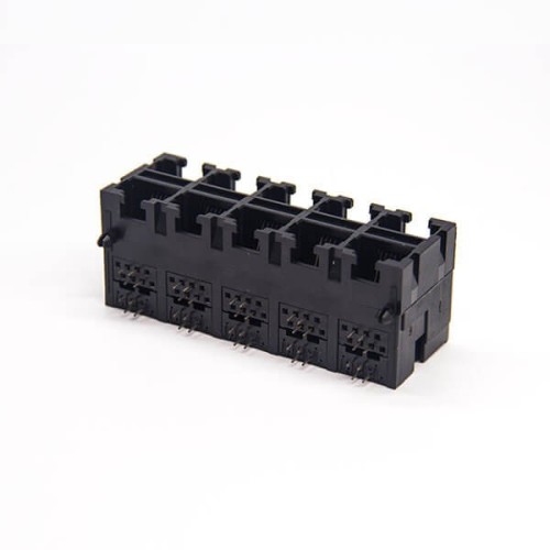 2*5 RJ9 Jack Right Angled Black Plastic Unshielded 4P4C 2*5 RJ9 Jack Right Angled Black Plastic Unshielded 4P4C
