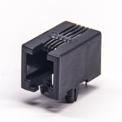4P4C Modular Jack Unshielded RJ9 Connector Right Angled without LED