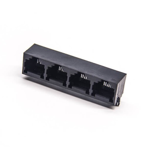 RJ9 Multiple Port Connectors 1*4 Unshielded Black Plastic 4P4C RJ9 Multiple Port Connectors 1*4 Unshielded Black Plastic 4P4C