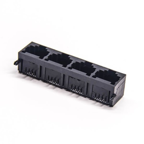 RJ9 Multiple Port Connectors 1*4 Unshielded Black Plastic 4P4C RJ9 Multiple Port Connectors 1*4 Unshielded Black Plastic 4P4C