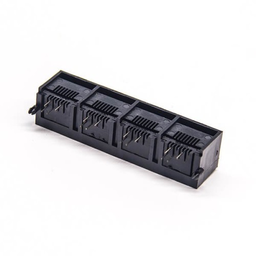 RJ9 Multiple Port Connectors 1*4 Unshielded Black Plastic 4P4C RJ9 Multiple Port Connectors 1*4 Unshielded Black Plastic 4P4C