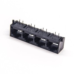 RJ9 Multiple Port Connectors 1*4 Unshielded Black Plastic 4P4C
