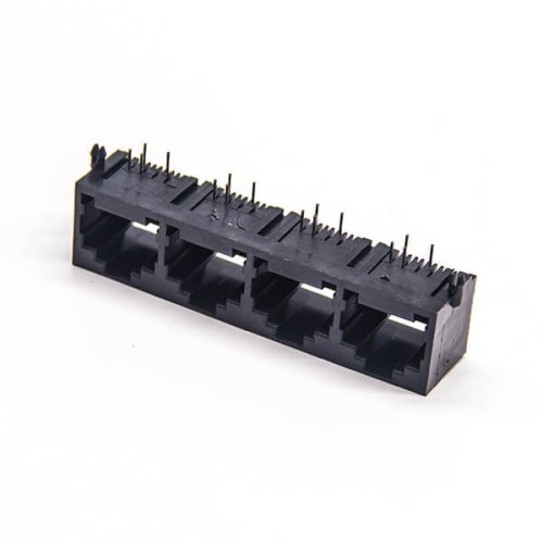 RJ9 Multiple Port Connectors 1*4 Unshielded Black Plastic 4P4C RJ9 Multiple Port Connectors 1*4 Unshielded Black Plastic 4P4C