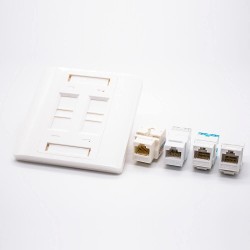 4 Port RJ45 Faceplate 86*86MM Type Unshield Network Panel