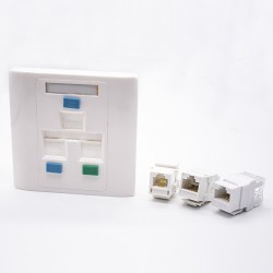 86 Panel White Plastic Unshield 3 Ports Telephone Network Interface Socket