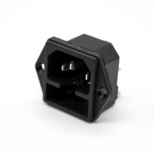 AC Power Jack Connector AC-03 Male Through Hole Straight 3 Pin With Fuse AC Power Jack Connector AC-03 Male Through Hole Straight 3 Pin With Fuse