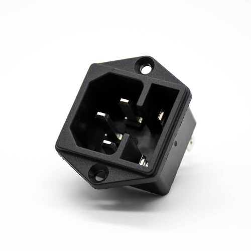 AC Power Jack Connector AC-03 Male Through Hole Straight 3 Pin With Fuse AC Power Jack Connector AC-03 Male Through Hole Straight 3 Pin With Fuse