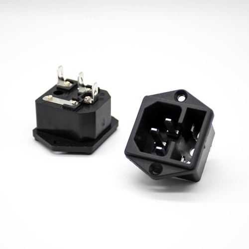 AC Power Jack Connector AC-03 Male Through Hole Straight 3 Pin With Fuse AC Power Jack Connector AC-03 Male Through Hole Straight 3 Pin With Fuse