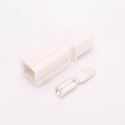 1 Way Power Connector Quick Connect Disconnect 600V 75Amp Battery Cable Connector (White Housing, 6,8,10,12AWG)