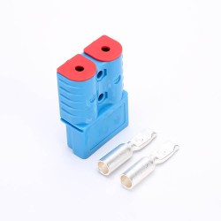 2 Way 600V 120Amp Blue Housing Battery Power Cable Connector with Red Color Cable fix plug