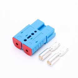2 Way 600V 120Amp Blue Housing Battery Power Cable Connector with Red Color Cable fix plug