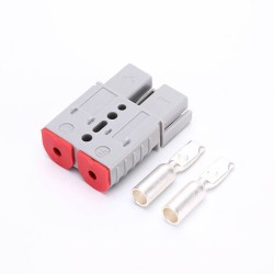 2 Way 600V 120Amp Grey Housing Battery Power Cable Connector with Red Color Cable fix plug