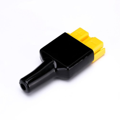2 Way Battery Power Connector 600V 50Amp Yellow Housing with PVC Cover Flame Retardant Sleeve 2 Way Battery Power Connector 600V 50Amp Yellow Housing with PVC Cover Flame Retardant Sleeve