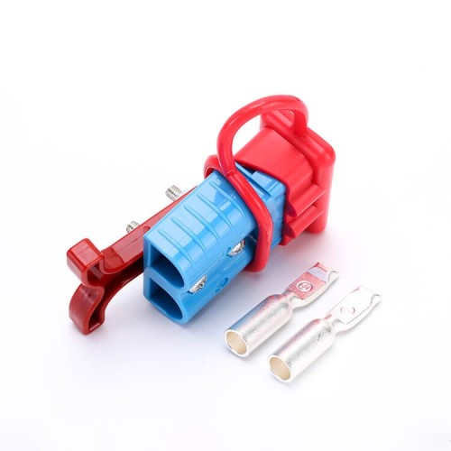 600V 120Amp Blue Housing 2 Way Battery Power Cable Connector Red T-Bar Handle and Dustproof Cover 600V 120Amp Blue Housing 2 Way Battery Power Cable Connector Red T-Bar Handle and Dustproof Cover