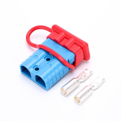 600V 120Amp Blue Housing 2 Way Battery Power Cable Connector with Red Dustproof Cover 600V 120Amp Blue Housing 2 Way Battery Power Cable Connector with Red Dustproof Cover