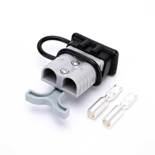 600V 120Amp Grey Housing 2 Way Battery Power Cable Connector Grey T-Bar Handle Black Dustproof Cover 600V 120Amp Grey Housing 2 Way Battery Power Cable Connector Grey T-Bar Handle Black Dustproof Cover