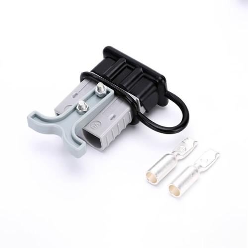600V 120Amp Grey Housing 2 Way Battery Power Cable Connector Grey T-Bar Handle Black Dustproof Cover 600V 120Amp Grey Housing 2 Way Battery Power Cable Connector Grey T-Bar Handle Black Dustproof Cover