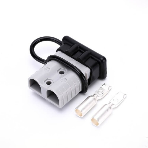 600V 120Amp Grey Housing 2 Way Battery Power Cable Connector with Black Dustproof Cover 600V 120Amp Grey Housing 2 Way Battery Power Cable Connector with Black Dustproof Cover