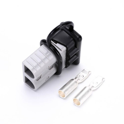 600V 120Amp Grey Housing 2 Way Battery Power Cable Connector with Black Dustproof Cover 600V 120Amp Grey Housing 2 Way Battery Power Cable Connector with Black Dustproof Cover