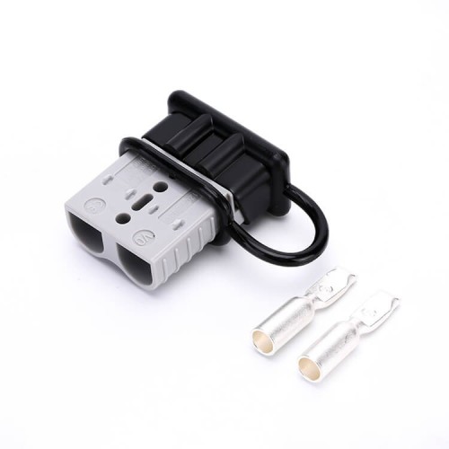 600V 120Amp Grey Housing 2 Way Battery Power Cable Connector with Black Dustproof Cover 600V 120Amp Grey Housing 2 Way Battery Power Cable Connector with Black Dustproof Cover