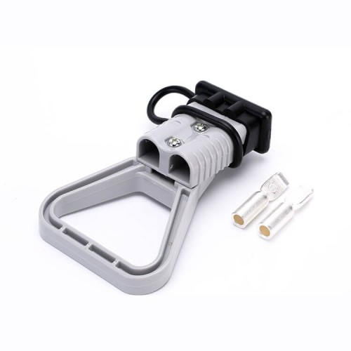 600V 175Amp Grey Housing 2 Way Battery Power Cable Connector Grey Triangle Handle Black Dustproof Cover 600V 175Amp Grey Housing 2 Way Battery Power Cable Connector Grey Triangle Handle Black Dustproof Cover