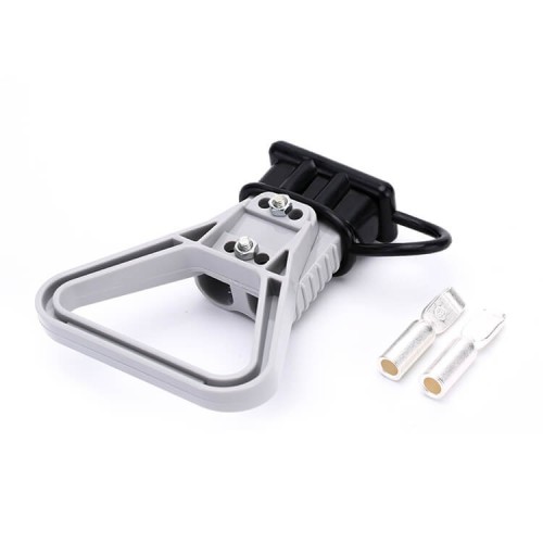 600V 175Amp Grey Housing 2 Way Battery Power Cable Connector Grey Triangle Handle Black Dustproof Cover 600V 175Amp Grey Housing 2 Way Battery Power Cable Connector Grey Triangle Handle Black Dustproof Cover