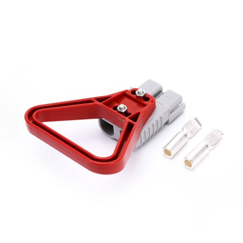 600V 175Amp Grey Housing 2 Way Battery Power Cable Connector with Plastic Red Triangle Handle 600V 175Amp Grey Housing 2 Way Battery Power Cable Connector with Plastic Red Triangle Handle