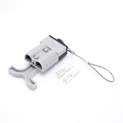 600V 50Amp Grey 2 Way Battery Power Cable Connector Grey T-Bar Handle and Black Protective Cover 600V 50Amp Grey 2 Way Battery Power Cable Connector Grey T-Bar Handle and Black Protective Cover